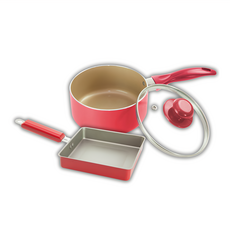 GOZENBO 御膳坊 親子手作優惠雙鍋組, 1組, 紅色, 玉子燒鍋 + 片手鍋