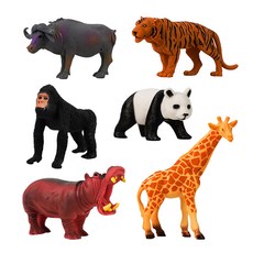 仿真野生動物模型 小隻 硬材質 安全塑料 熊貓版 6件組, 1組