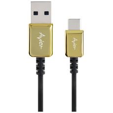 Avier CLASSIC USB A-USB C 高速充電傳輸線，30cm, 金色, 1條