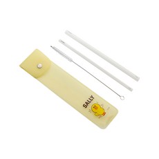 Hiromimi LINE FRIENDS 果凍吸管包組, 環保時尚新美學, 粗細兩種尺寸吸管, 附可愛莎莉收納包方便攜帶, 4件, 1組