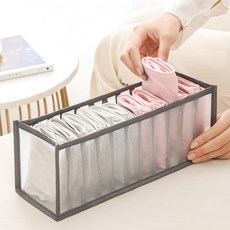 衣物分隔收納盒組 網紗材質 中(11格), 灰色, 4個, 32.2 x 12 x 12cm