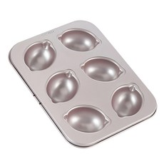 CHEFMADE 學廚 不沾6連杯檸檬蛋糕模 WK9841 25.5 x 19.5 x 3.1cm, 香檳金, 1個