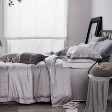 Prawear 巴麗維亞 40%天絲四件式AB版 兩用被床包組, 灰色 迪亞, 雙人 5尺