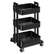USEFUL DESIGN 悠室屋 新型置物推車, 3層, 黑色