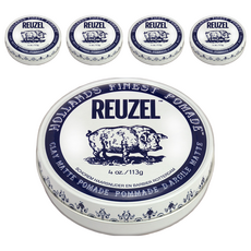 REUZEL 白豬強力黏土級水性髮泥 Clay Matte Pomade, 中等強度定型，打造低光澤休閒蓬鬆油頭，清新香草薄荷香型, 113g, 5罐