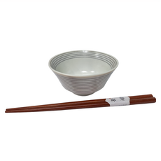 JUST HOME 霧線陶瓷餐具 日本製, 4個 點心碗 + 2雙筷子, 白色 + 棕色, 1組