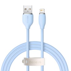 Baseus 倍思 果凍系列 USB-iPhone 液態矽膠快充傳輸線 2.4A, 藍色, 1.2m, 1條