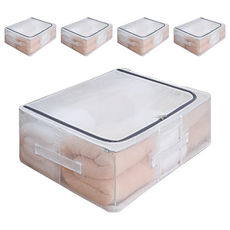 德利生活 超大透明防水床底收納箱 中(50 x 40 x 15cm), 透明, 5個