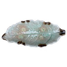 新食器 日本製 冰裂釉葉形盤, 青綠色, 1個