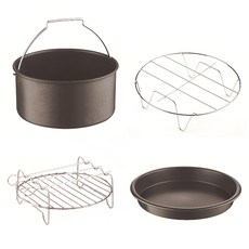 imarflex 伊瑪 五件組氣炸鍋配件 IAF-5, 304不銹鋼, 鐵鋁合金 +380度不沾塗層, 20.5D*20.5W*17H cm