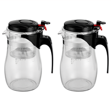 雅工夫 鼓型飄逸玻璃泡茶壺 750ml 2個組 耐熱玻璃泡茶器 花茶壺, 透明, 1組