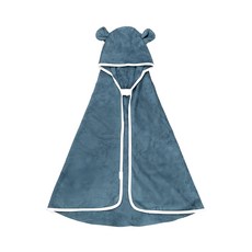 FABELAB 竹纖維連帽浴巾, 兔子小熊耳朵造型, 柔軟親膚, 0-2歲適用, 藍熊, 1件