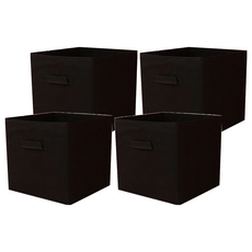小綠豆居家百貨 可折疊無蓋收納箱, 有效節省空間，方便收納，不易沾附灰塵，方便擦洗, 28 x 28 x 28cm, 黑色, 4個