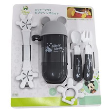 nishiki 錦化成 米奇盒裝叉匙組 + 圍兜夾, 1組