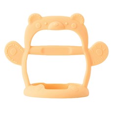 tgm 手腕穿握型固齒器 改善寶寶長牙愛吃手 不易脫落安心玩耍, 固齒器 + 透明收納盒, 小熊/香蕉黃, 1組