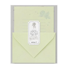 日本MIDORI花色和紙信紙組 和紙材質 書寫流暢不暈染, 綠色(86931), 1包