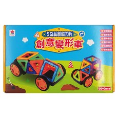 双美生活文創 5Q益智磁力片 3歲以上, 創意變形車, 1盒