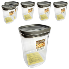 inomata 食品密封罐套裝 2入組, 黑蓋 520ml, 6個