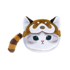 sun-star 貓福珊迪 mofusand 可愛裝扮毛絨造型收納袋 毛絨材質觸感柔軟 獨特吸睛, 1個, 浣熊