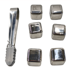 EDISH 冰夾316不鏽鋼冰塊塑盒裝6入組, 1組