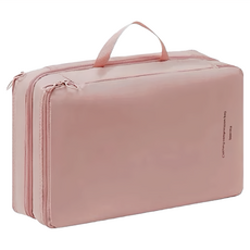 雙層絲柔質感旅行收納袋 壓縮收納, 小號(34 x 22 x 12cm), 莫蘭迪粉