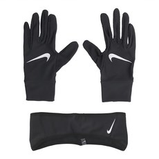 NIKE 耐吉 W ESSENTIAL 冬季慢跑組合 觸控手套 + 頭帶, 黑色, 1組
