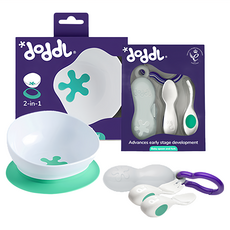 doddL 秒拾餐具 人體工學嬰兒學習餐具組, 餐具 2入 + 攜帶盒 + 2in1人體工學吸盤餐碗(強力吸盤 + 止滑餐碗), 1組