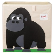 3 sprouts 收納箱, 超大容量 防塵 加蓋 底部硬板設計, 33 x 33 x 33cm, 大猩猩, 1個