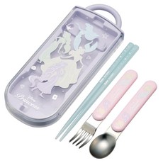 Skater 三合一餐具組, 筷子 + 叉子 + 湯匙 + 筷盒, 迪士尼公主 剪影款, 1套