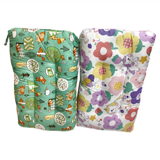 100%純棉可水洗兒童枕頭 2入, 花朵獨角獸+童話森林 白色 + 綠色