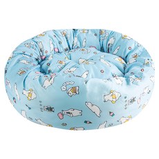 哈囉毛孩 涼感降溫冰絲寵物涼墊/睡窩 手感滑順 加厚靠枕 防滑底布 北極熊 藍色, 北級熊 藍色, 1個