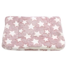 QIDINA 加厚法蘭絨保暖軟軟寵物墊, 1個, 豆沙白星