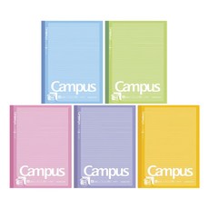 KOKUYO 國譽 Campus 講義專用點線筆記本A罫, 藍色 + 綠色 + 粉色 + 紫色 + 黃色, 30張, 5本