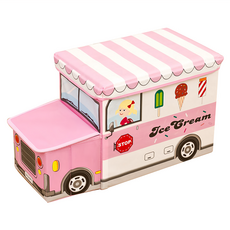 卡通玩具收納箱, 粉紅色冰淇淋車, 1個
