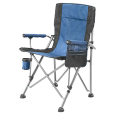 AOTTO 創意傢俱 戶外露營便攜耐重扶手折疊椅, 穩固耐重結構, 100kg承重, 牛津布材質, 藍色, 1個