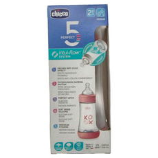 Chicco Perfect 5 完美防脹PP奶瓶，240ml, 粉, 1個
