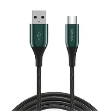 NOKIA 諾基亞 Pro USB-A to USB-C 數據線 P8201A 2A, 200cm, 夜幕綠, 1條