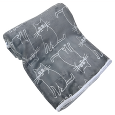 寵物日系卡通毛毯 100 x 75cm 灰色線條貓 柔軟舒適, 1條