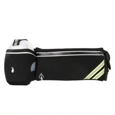 A-ZEAL 戶外休閒 透氣舒適 可調式防潑水運動腰包 含耳機孔 + 反光條 + 水壺袋 YB001, 黑色, 1個