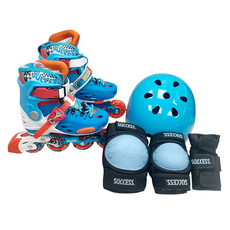 SUCCESS 成功 平花溜冰鞋護具組 含頭盔, 藍色, 1組