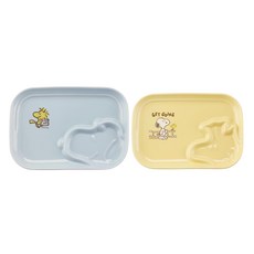 PEANUTS 史努比 好朋友陶瓷造型餐盤組 大21 x 15cm + 小20 x 14cm 大358g + 小327g, 藍黃, 1個