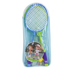 兒童羽毛球拍組 球拍 2個 + 羽球 + 軟球 438B, 藍色, 1組