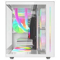 AITC 艾格 KINGSMAN LuCid ARGB電腦電競機殼 含ARGB風扇 x 3 白色, M-ATX, 1個