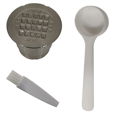 卡特屋 不鏽鋼咖啡膠囊殼套裝, 304不鏽鋼, 食品級封口矽膠, 咖啡膠囊殼X1+粉勺+清潔刷, 1組