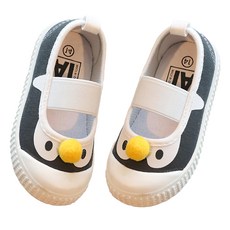 AiLvYang 愛綠羊 鬆緊套鞋帆布鞋 幼稚園室內鞋 休閒鞋 兒童鞋, 190mm, 小企鵝 白色+黑色