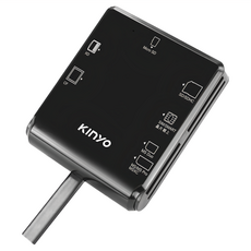 Kinyo 多合一晶片讀卡機 60 x 14.5 x 70mm 線長1.2m 83g, KCR-6254, 黑色, 1個