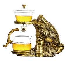 BOACUP 一鹿有你 自動磁吸泡茶器 金蟾蜍套裝, 高硼硅玻璃, 茶水分離, 27 x 14cm, 1組