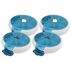 感恩使者 便攜式可旋轉藥盒 一周七天份 直徑9cm 藍蓋白盒, 4個