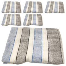 星紅織品 色紗竹炭輕量浴巾 台灣製 純棉, 藍色, 6條