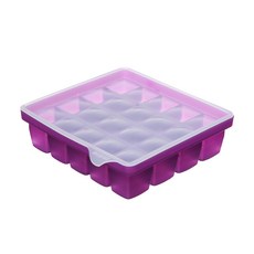 Silipot 矽膠20格製冰盒 含蓋 紫色, 1個